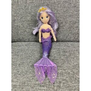 Aurora World Purple Mermaid Plush Doll Iridescent Tail Lavender Hair 20 Inch